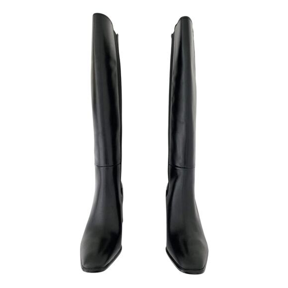 Nordstrom Tyra Black Tall Knee High Boot Sz 9.5 Leather Pull-On Elastic Gore NIB - Picture 11 of 14